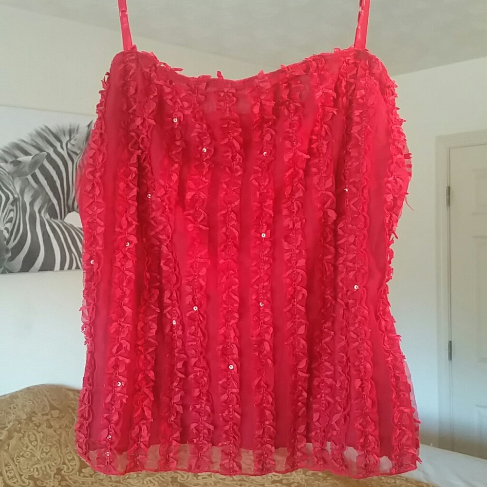 Holidays ?...Dressy Tank with ruffles and sequins